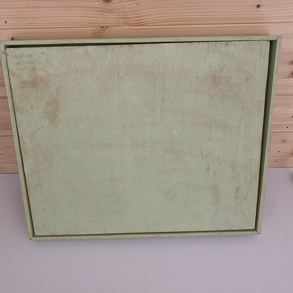Shadowbox Tray Seashell Collection Mint Green Washed Wood Rope Handles - Picture 8 of 8
